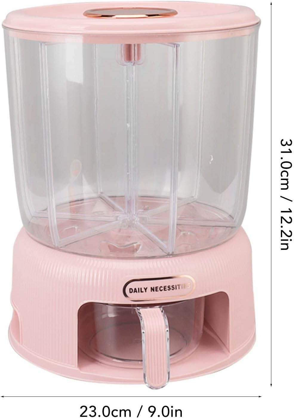 Rotating Grain Storage Dispenser 6 Grid Rice Bucket 12kg Dry Food Bin