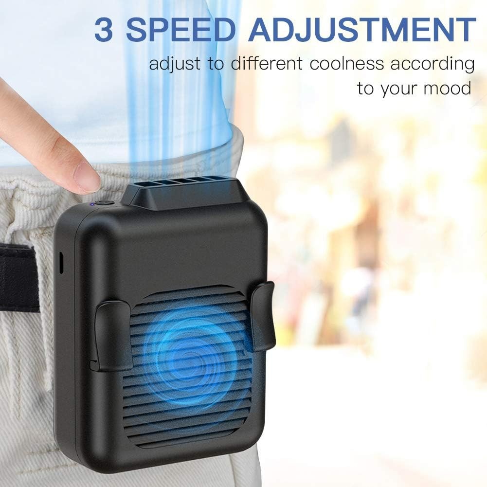 Portable Waist Fan – 23h Battery 3 Speed 5100RPM USB Rechargeable Clip Outdoor