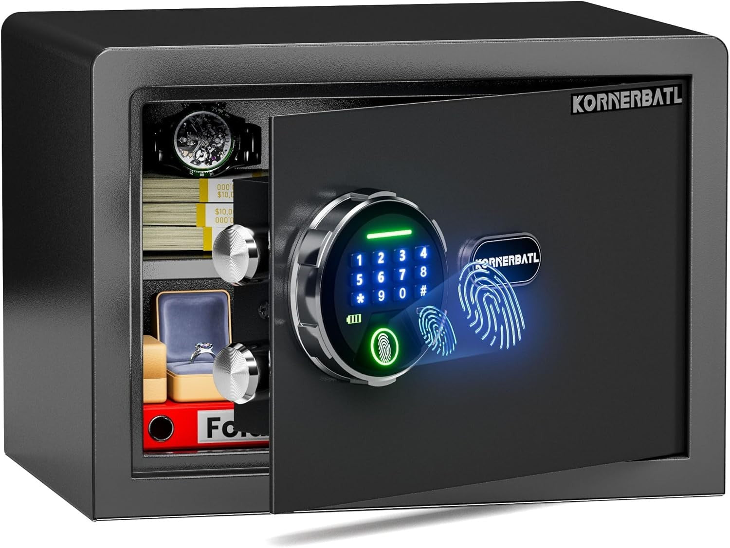 Biometric Fingerprint Safe Box 19LB Steel Home Security Safe LED Keypad