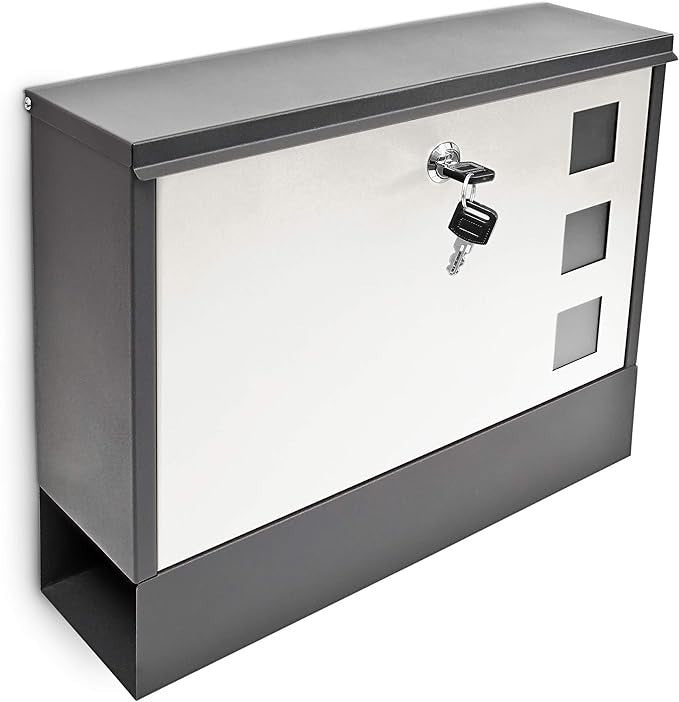 Lockable Wall Mounted Mailbox with Keys Weatherproof Metal Letterbox
