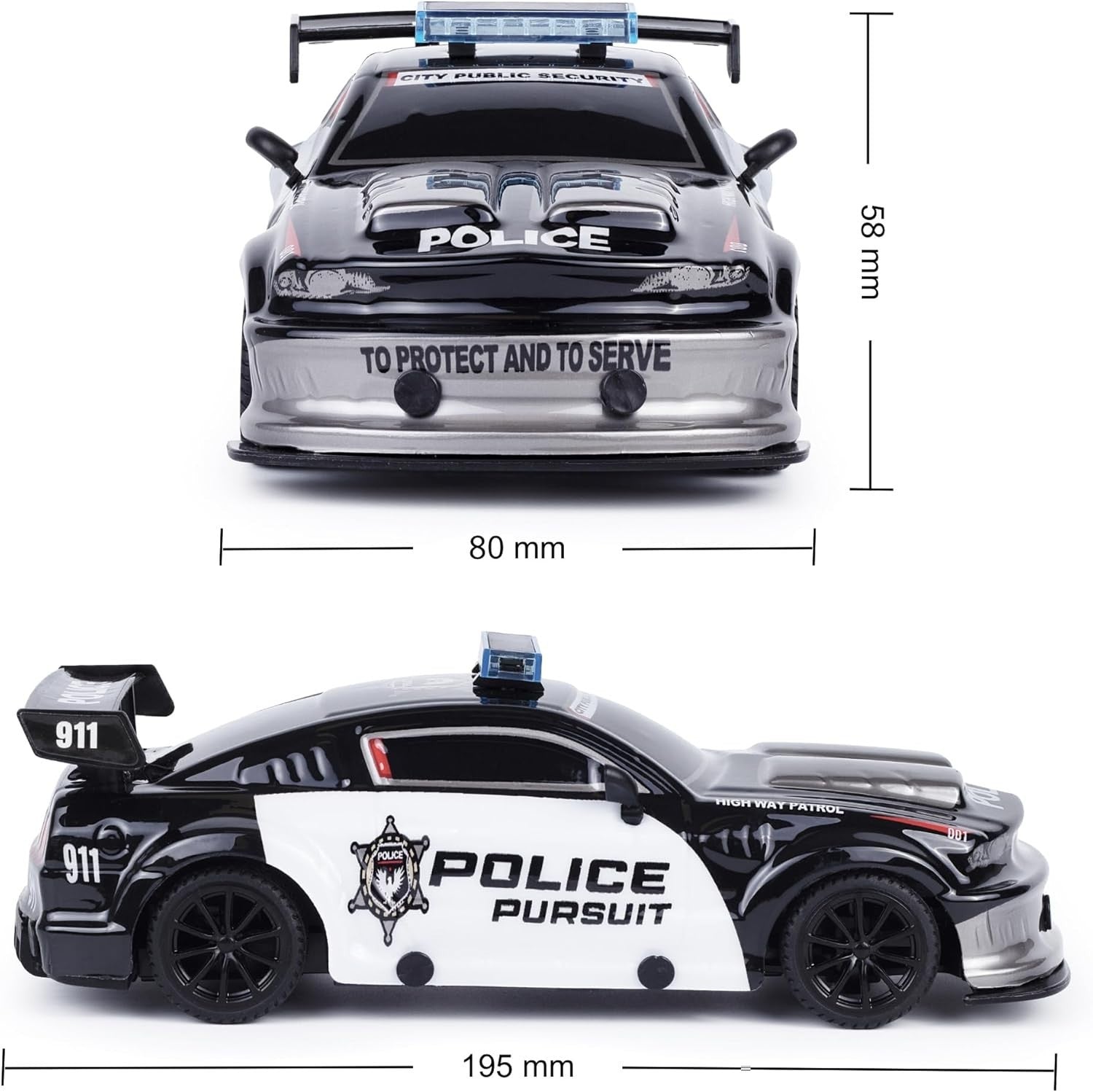 Road Rebel Police Pursuit RC Car 1:24 Scale 2.4GHz Racing Toy for Kids