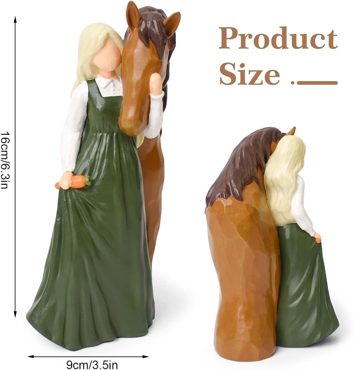 Girl Embracing Horse Figurine | Hand-Painted Resin Statue | Friendship Gift