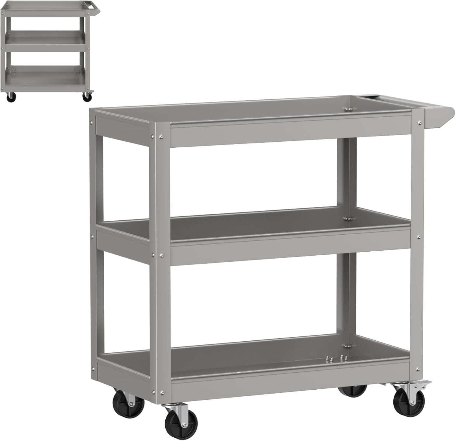 3 Tier Metal Tool Trolley on Wheels Heavy Duty Utility Storage Cart