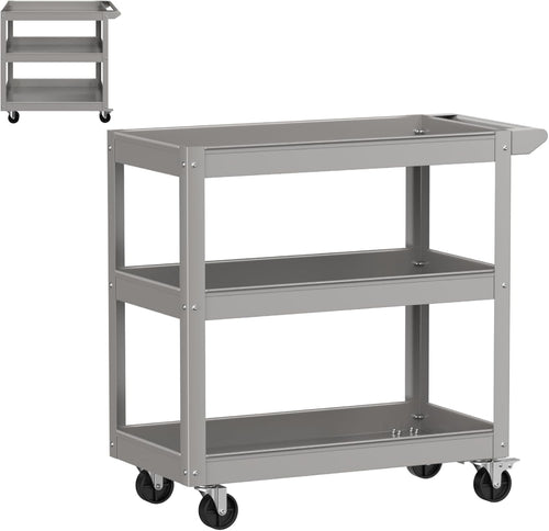 3 Tier Metal Tool Trolley on Wheels Heavy Duty Utility Storage Cart