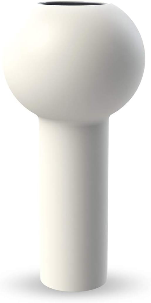 White Ceramic Pillar Vase 32cm Modern Minimalist Table Home Decor