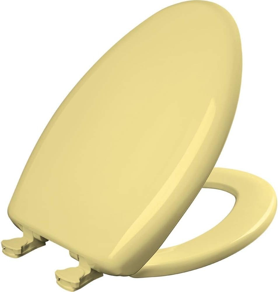 Yellow Elongated Toilet Seat Soft Close Durable Plastic