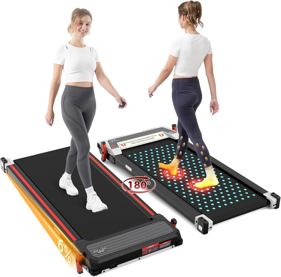 Under Desk Walking Pad 2-in-1 Treadmill & Foot Massager 6% Incline
