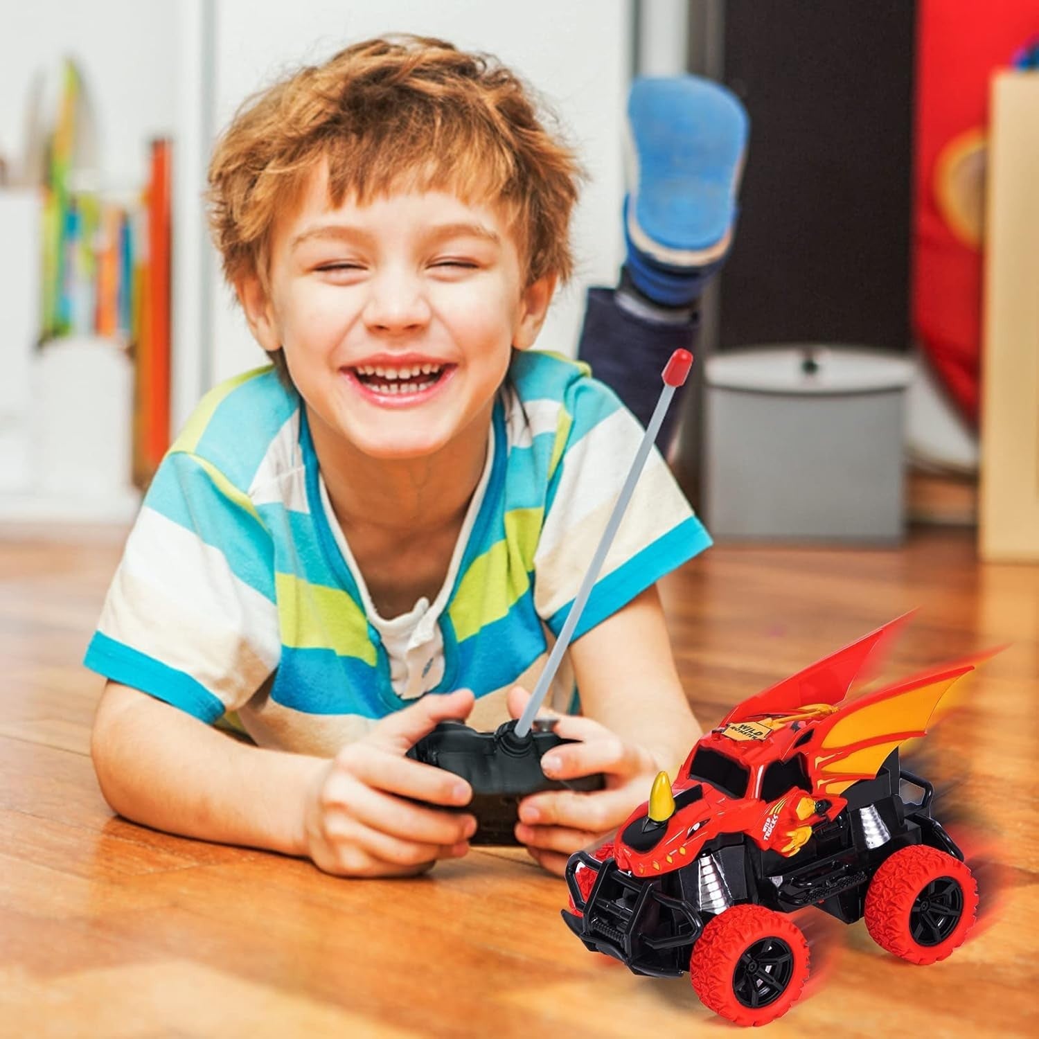 Dinosaur RC Car 4-Channel Remote Control Monster Truck LED Lights Toy for Kids 3
