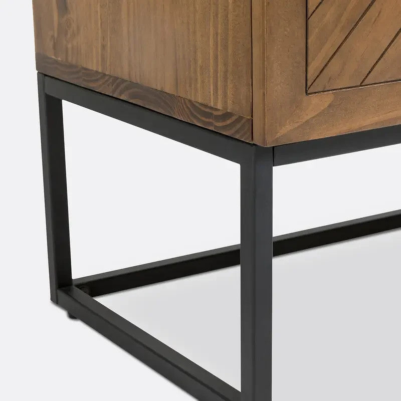Pine Sideboard Unit | 1 Door 3 Drawer Storage Cabinet with Black Base