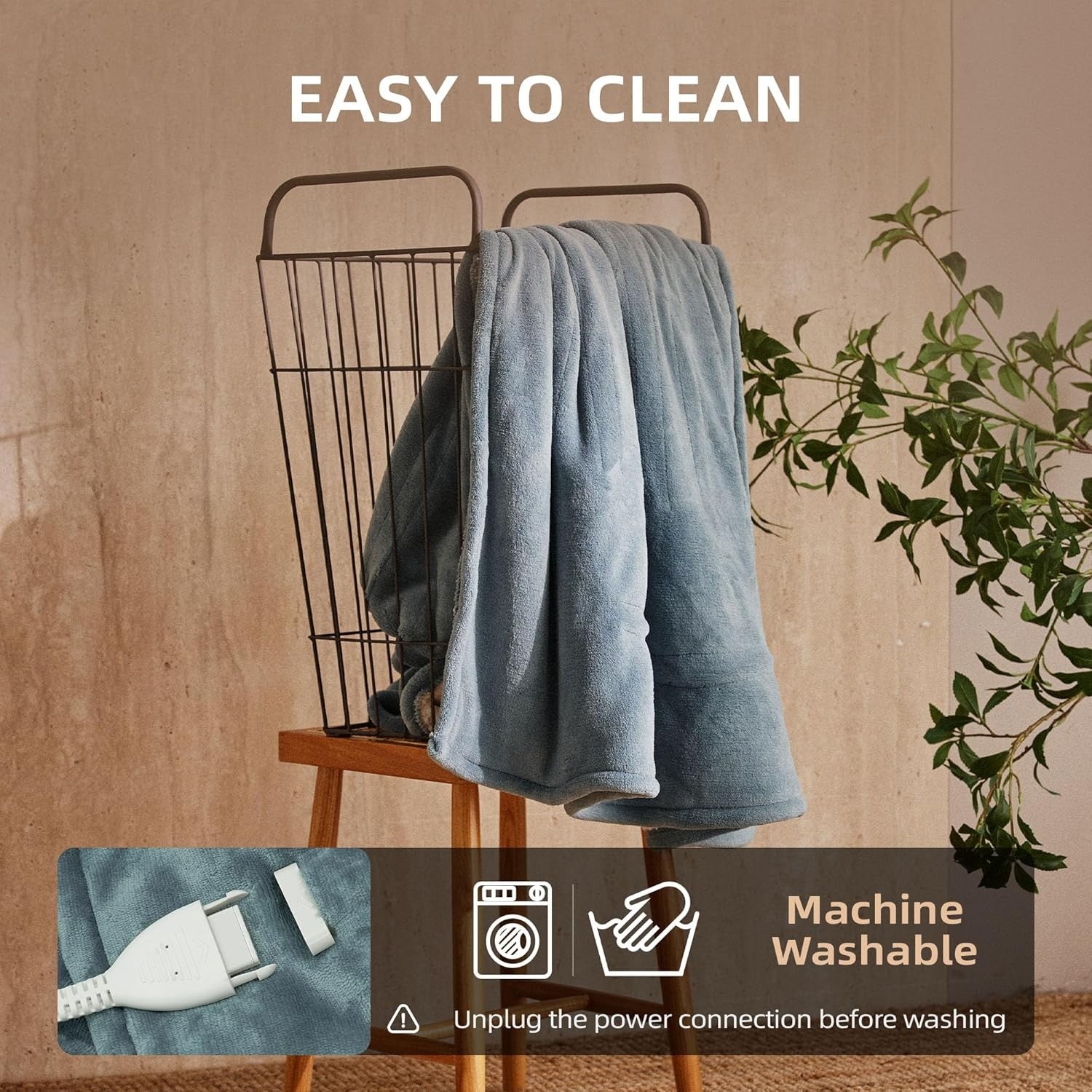 Electric Heated Throw Blanket 130x160cm 6 Heat Timer Washable Bed