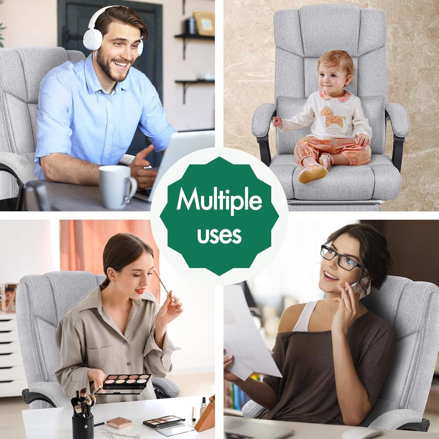 Executive Ergonomic Office Chair 90-150° Recline Adjustable Height Desk Swivel S