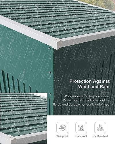 Lockable 4x6 FT Metal Garden Shed with Base Outdoor Storage & Roof