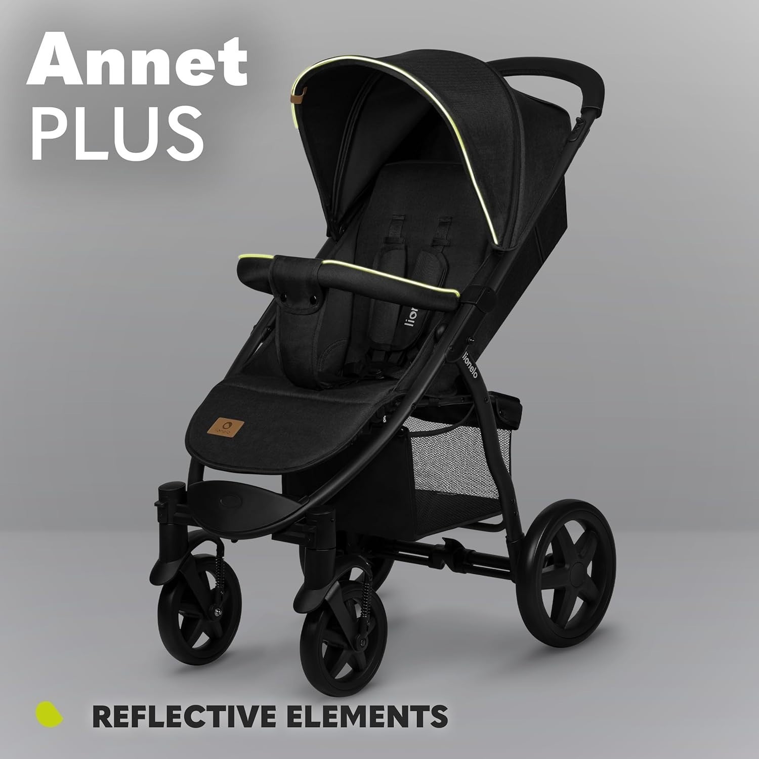All Terrain Pushchair Lie Flat Newborn–4Y 22kg Foldable XXL Hood Black