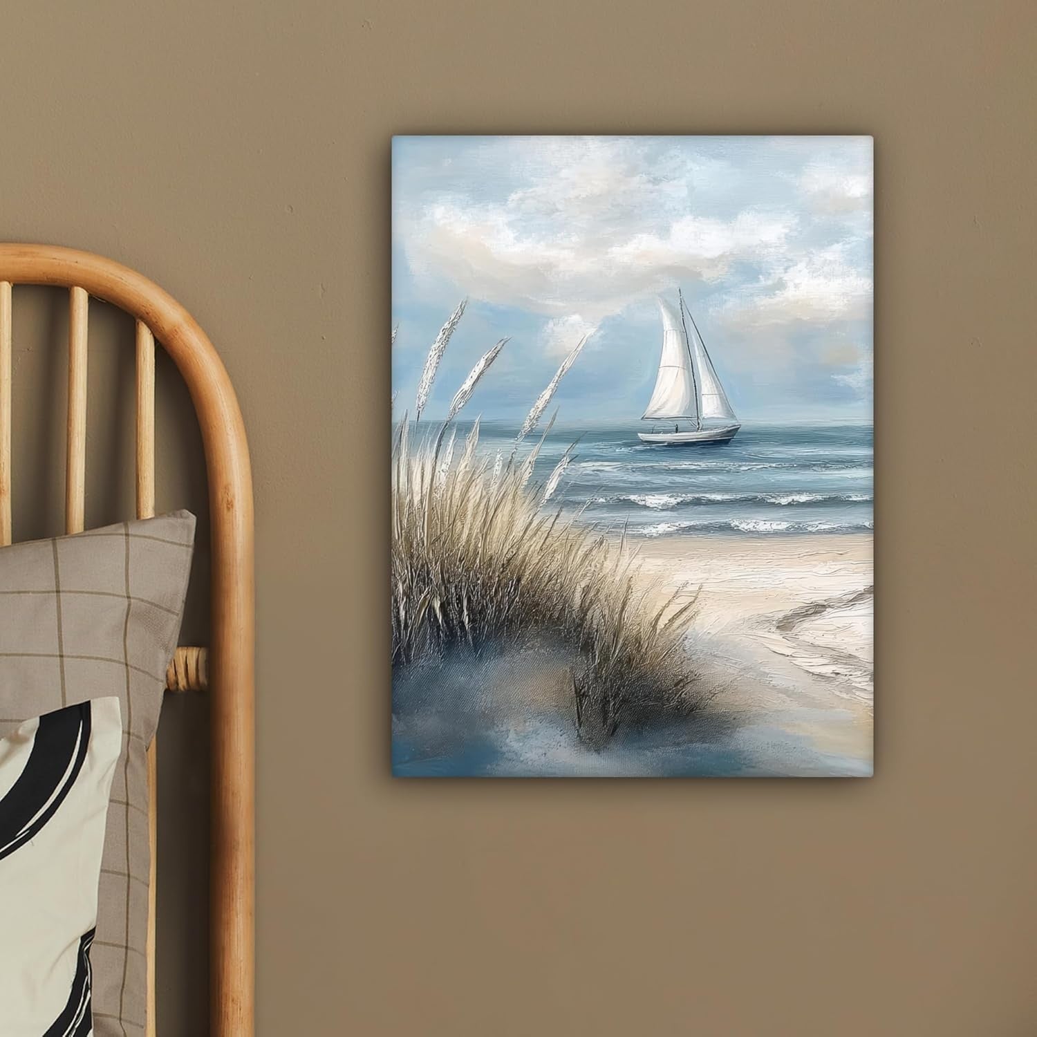 Beach Canvas Wall Art 30x40cm Sailboat Sea Coastal Print