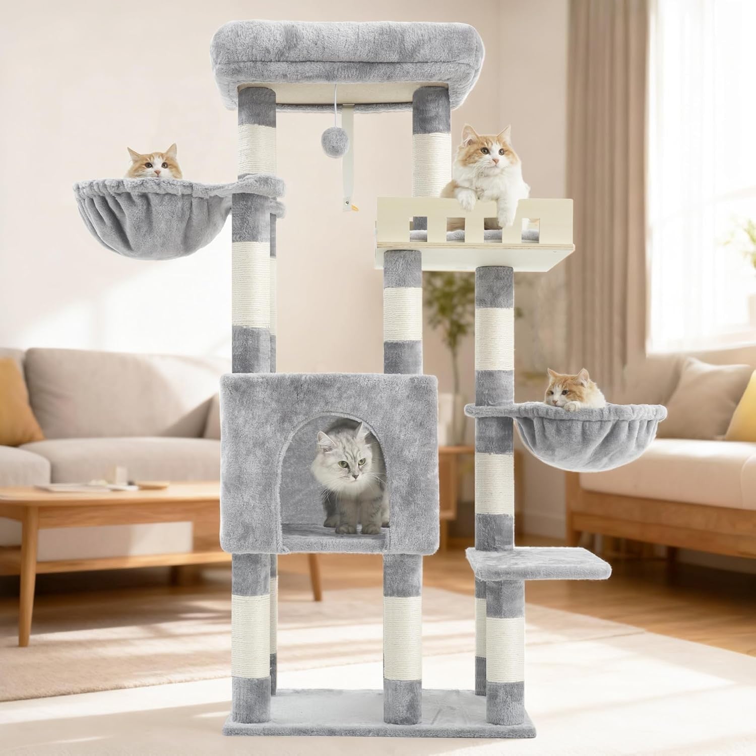 Heavy Duty Cat Tree Tower Large Cats Condo Hammock 14 Scratching