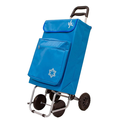 Lightweight 4-Wheel Shopping Trolley 48L Large Capacity with Freezer Pocket