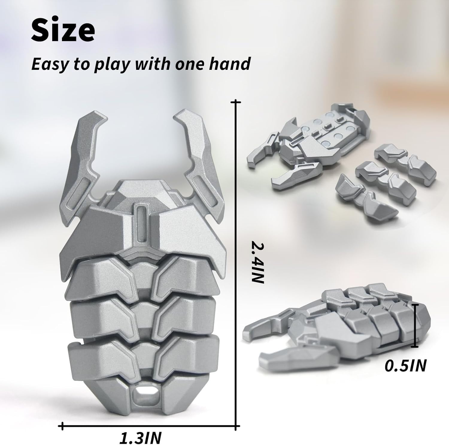 Silver Metal Beetle Fidget Clicker Alloy EDC Stress Relief ADHD
