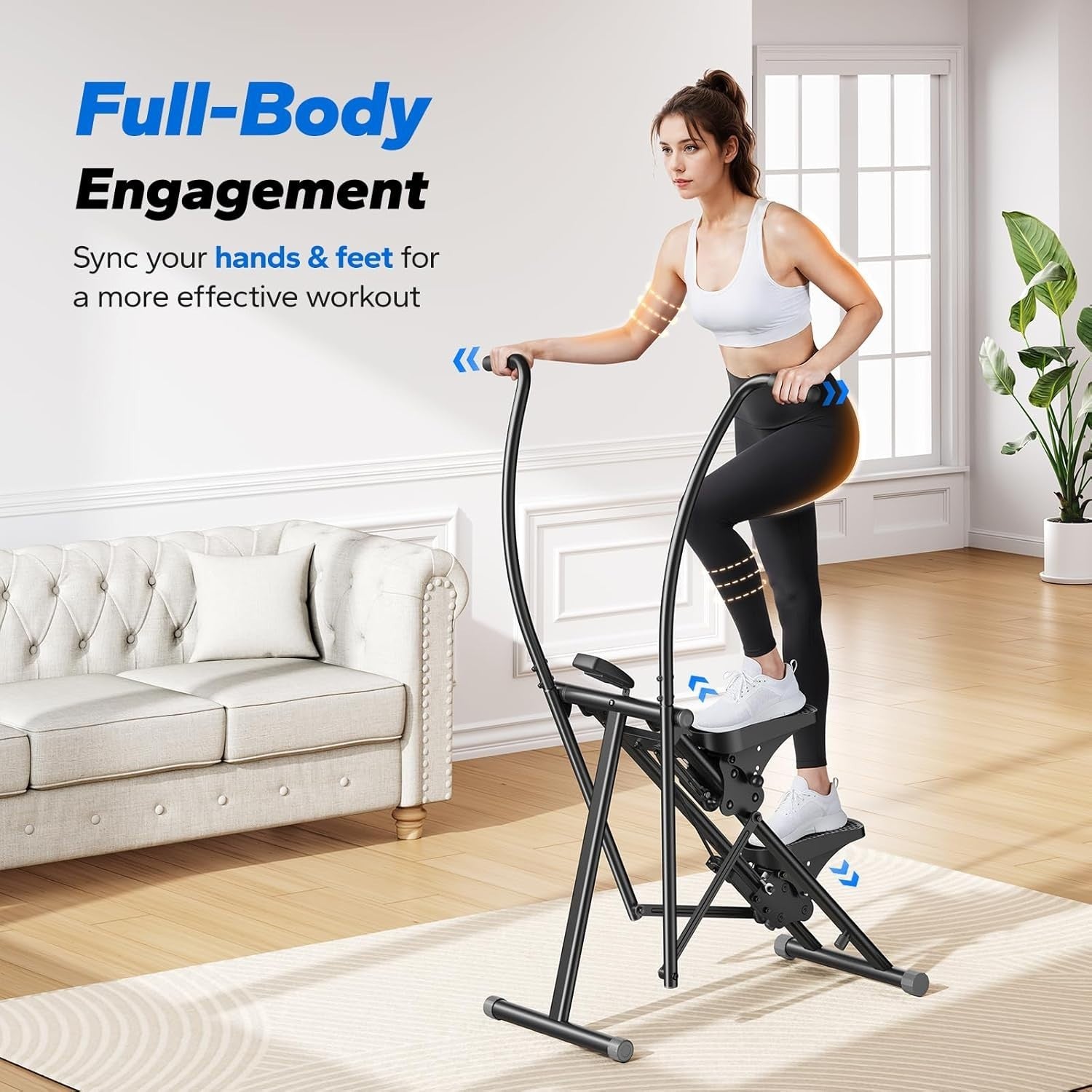 Foldable Stair Climber w/ Synchronized Motion, LCD Tracker & Adjustable Pedals