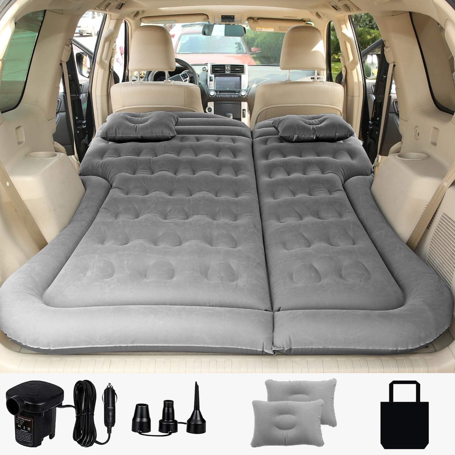 Luxury SUV Car Air Mattress Double Inflatable Camping Bed w Pump & Pillows