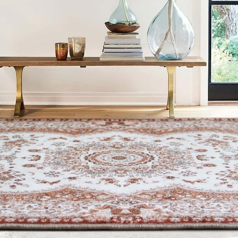 Large Traditional Area Rug 200x290cm Washable Non Slip Soft Living Room Carpet