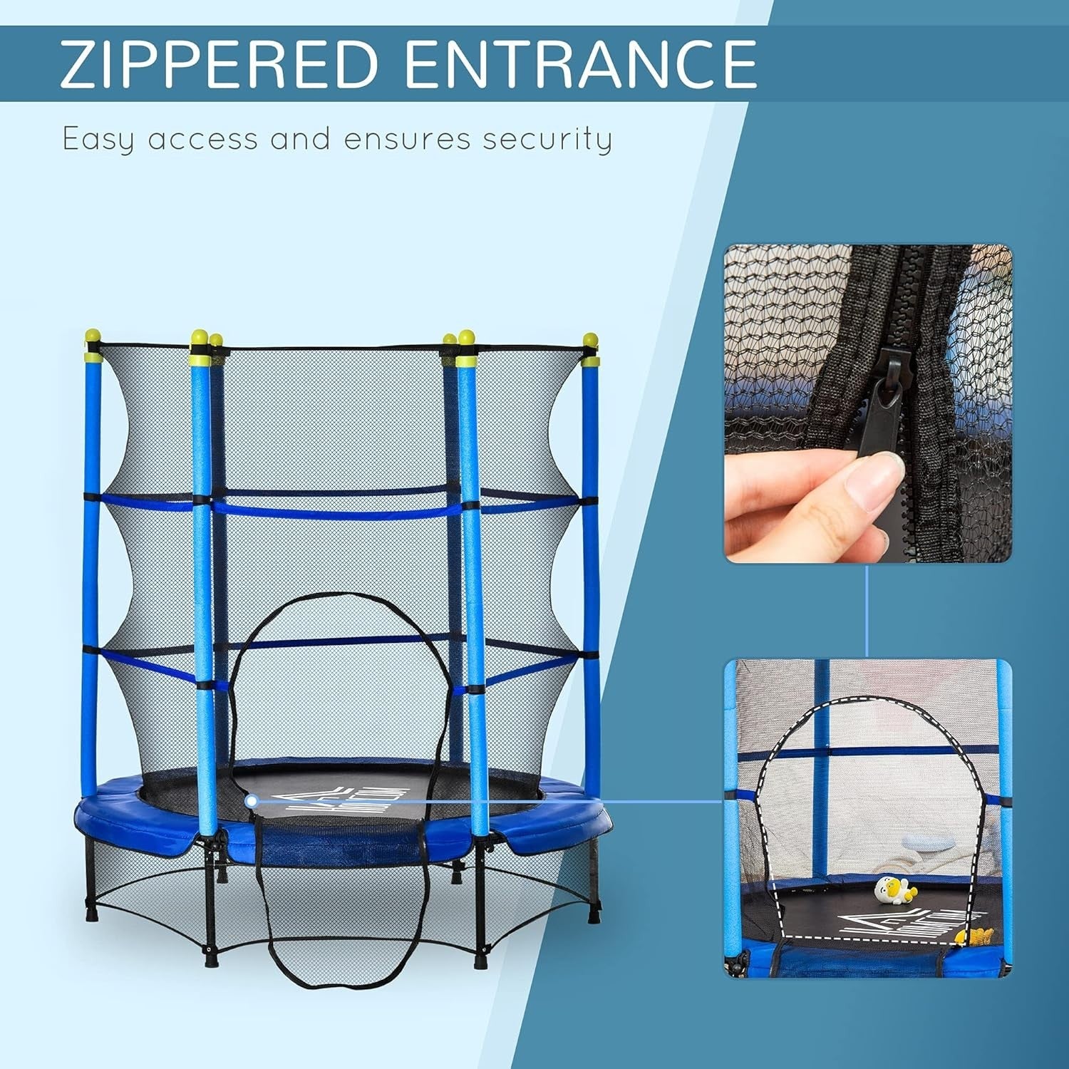 4.6FT Kids Trampoline with Safety Net Indoor Outdoor Ages 3-10