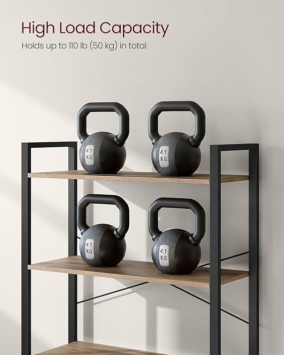 6 Tier Industrial Bookshelf Tall Storage Unit Metal Frame 30×80×186cm Shelving