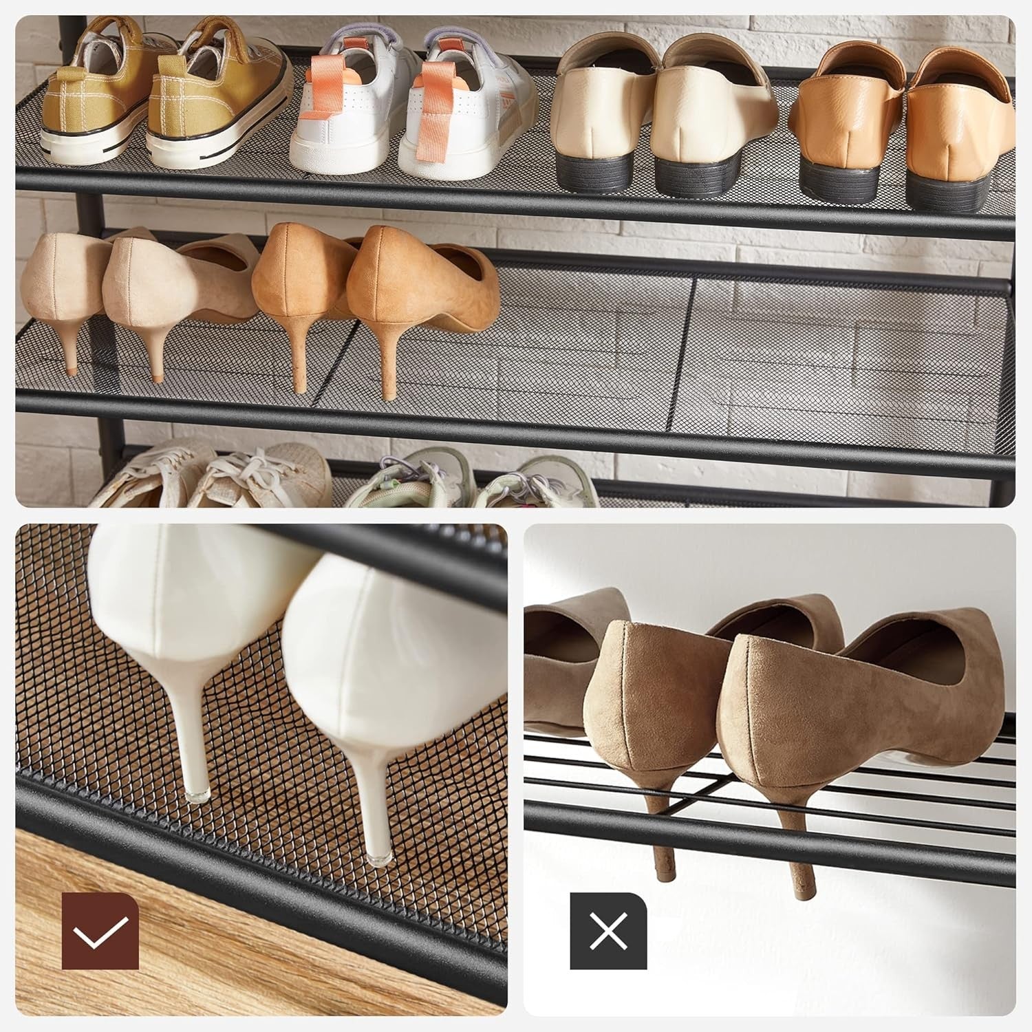 5 Tier Industrial Coat & Shoe Rack with Hooks & Top Shelf – Durable Storage