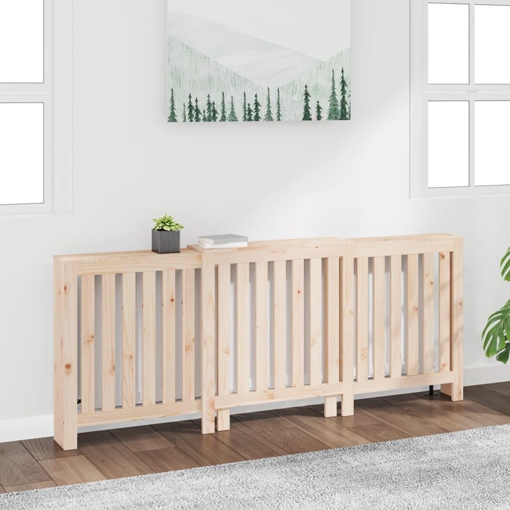 Radiator Cover Solid Wood 210x21x85cm Natural Finish | Slatted Design