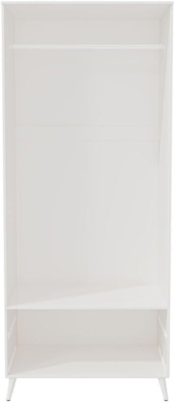 Modern White Wardrobe 2 Doors 2 Drawers Bedroom Clothes Storage Unit