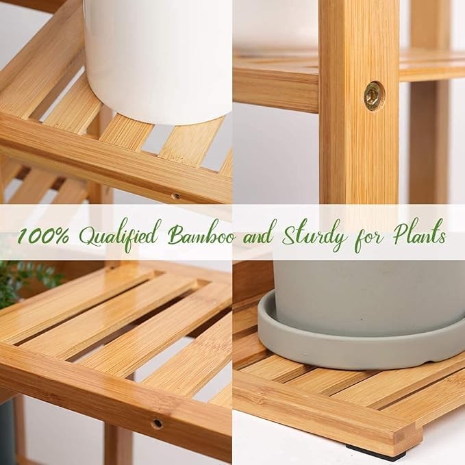 6 Tier Tall Bamboo Plant Stand Indoor Outdoor Corner Shelf Flower Holder