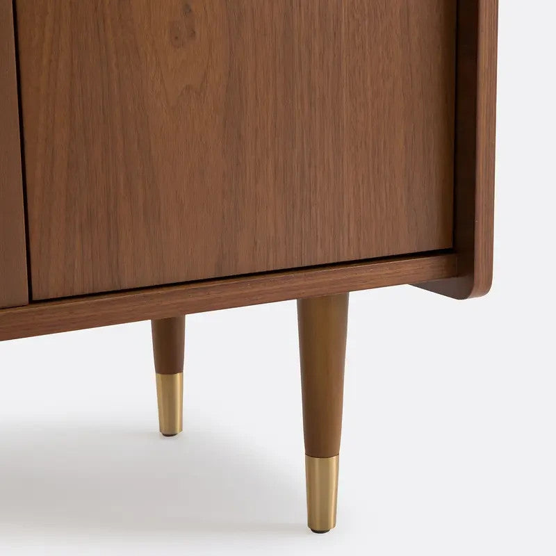 Mid-Century Walnut Bar Cabinet with Flap & Soft-Close Doors