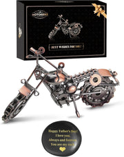 Retro Motorcycle Desk Ornament with Message Rock – Unique Gift for Dad or Him