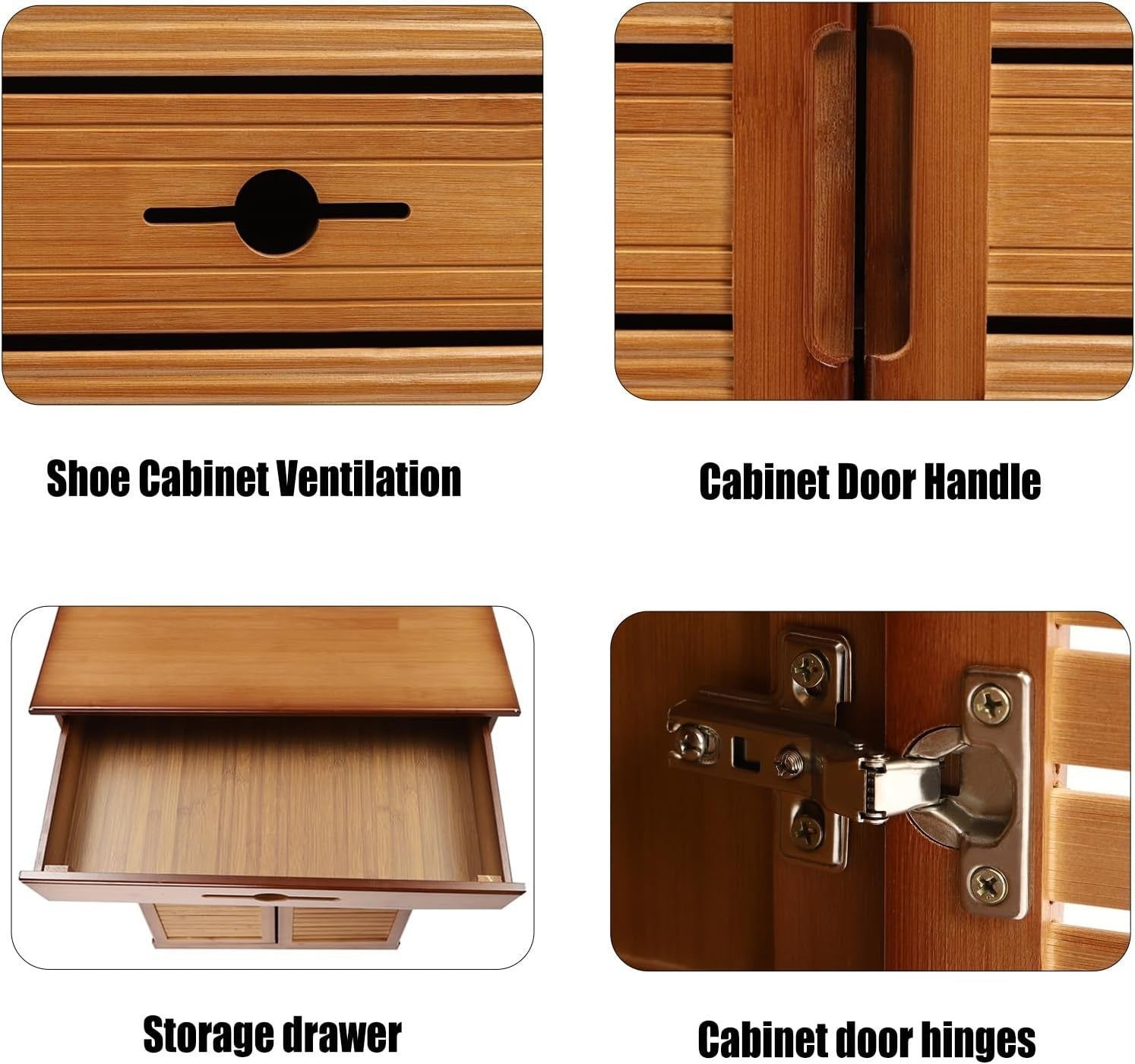 Dustproof 5-Tier Bamboo Shoe Cabinet with Drawer & Doors, Adjustable Storage