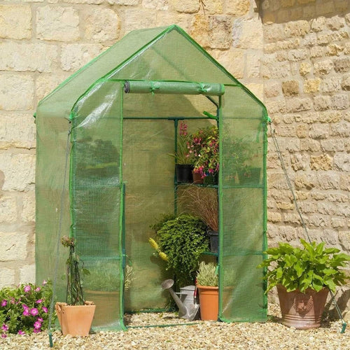 Walk-In Greenhouse 143x73x195cm Outdoor Garden Cold Frame with 4 Shelves
