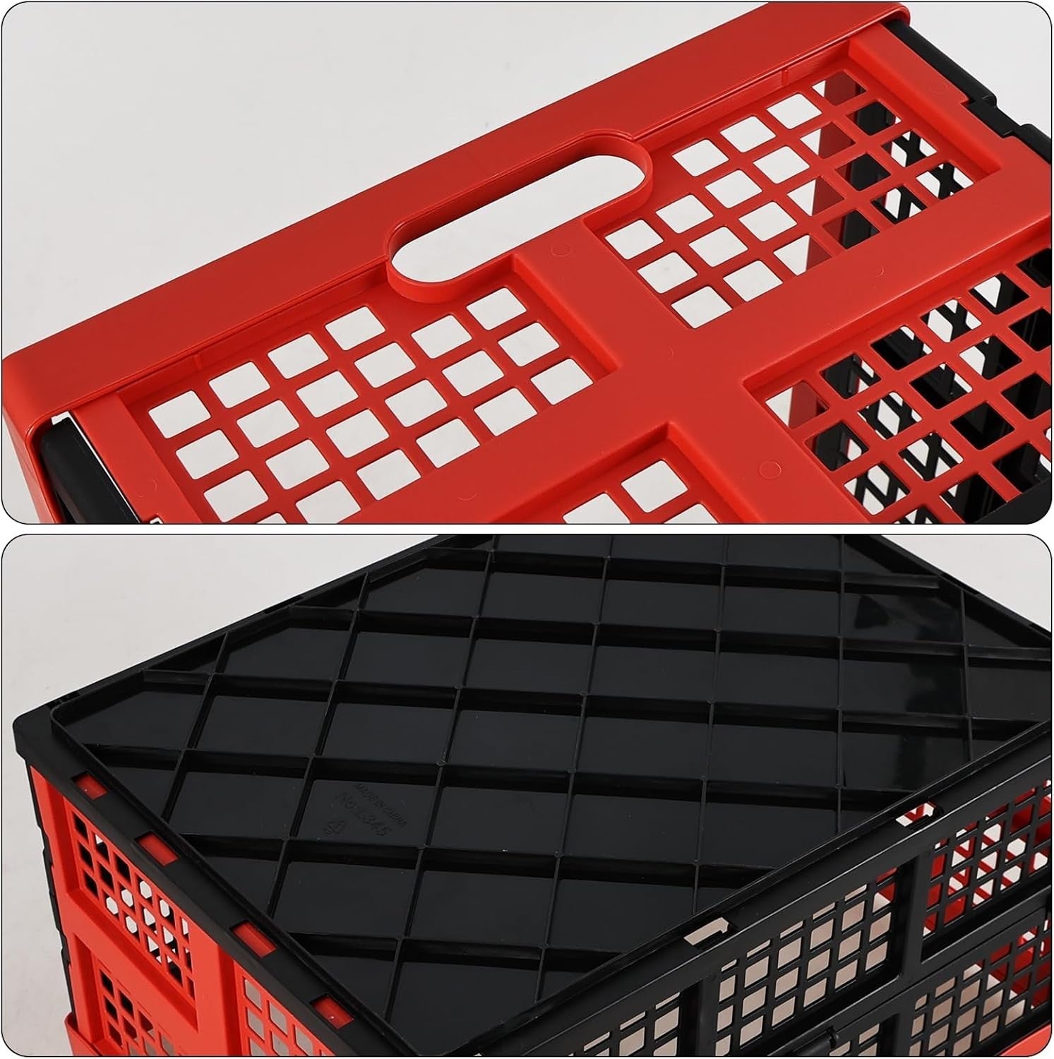 4 Pack 34L Folding Plastic Storage Crates Stackable 43.8x33x23cm