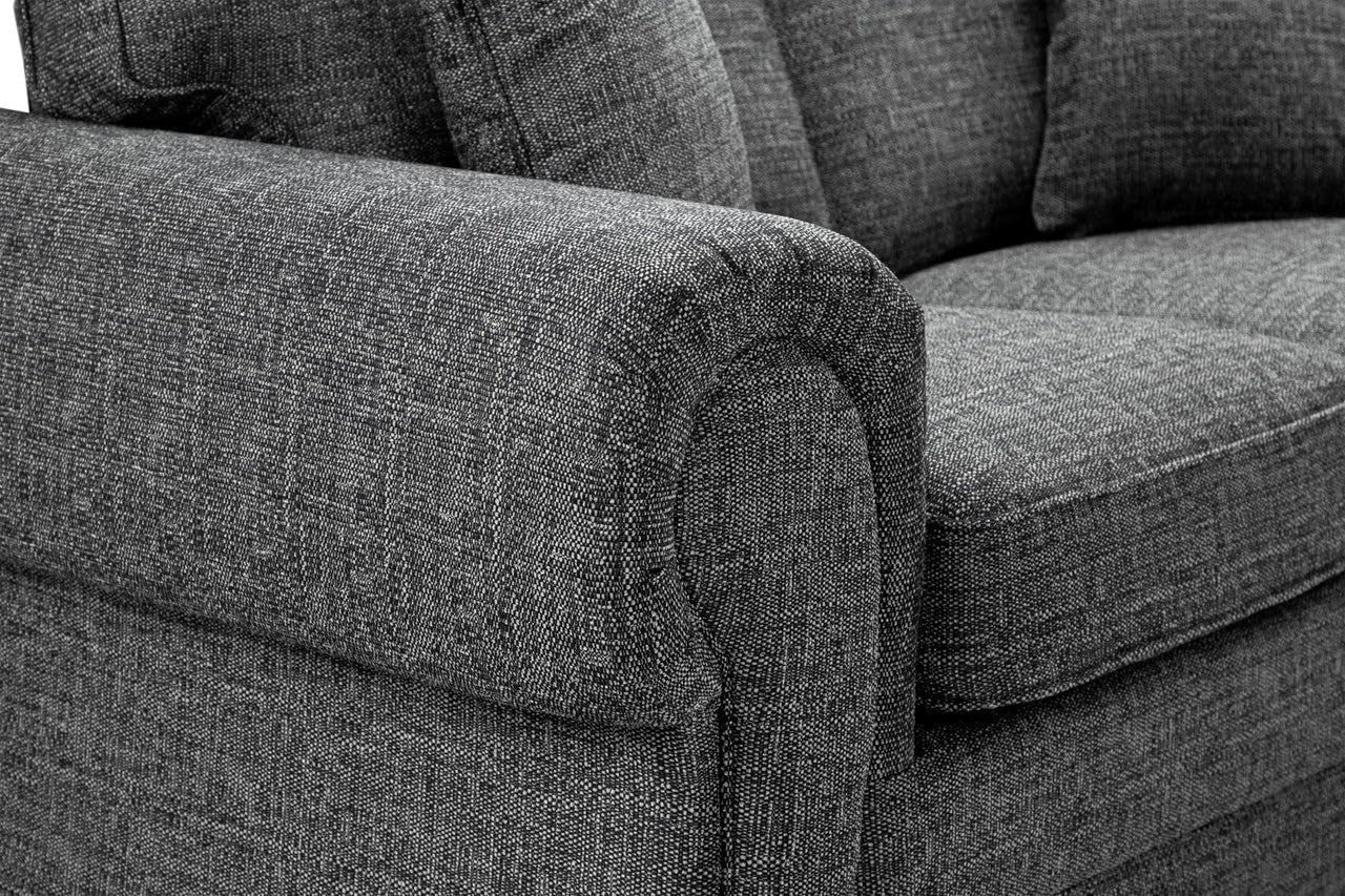 Chesterfield Corner Sofa 5 Seater High Back Deep Cushions Grey 255x255cm