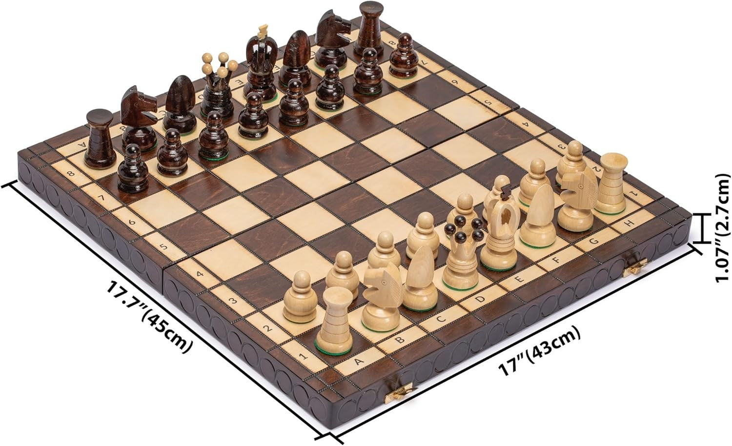 Luxury 45cm Wooden Folding Chess Set – Felt Bottom Pieces & Large Board