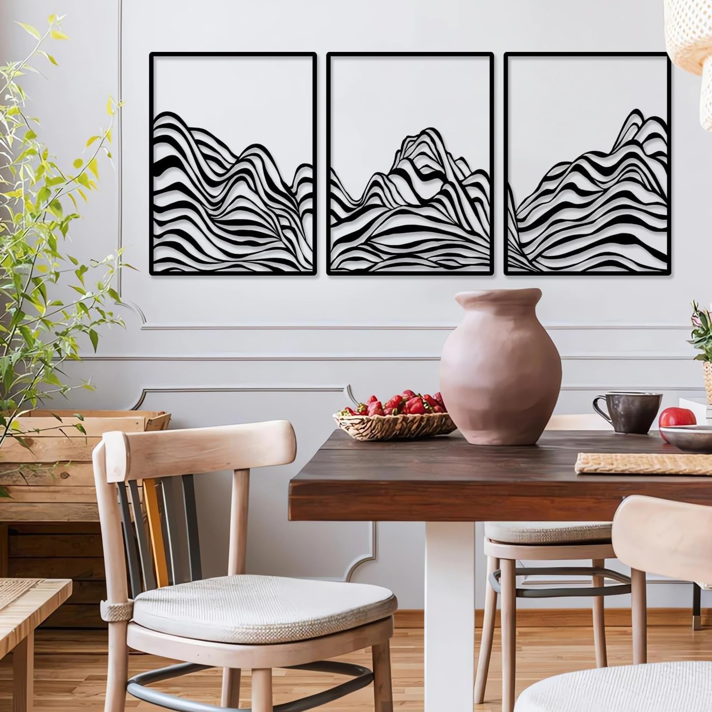 Large Black Metal Mountain Wall Art 53x23.6in Rustic