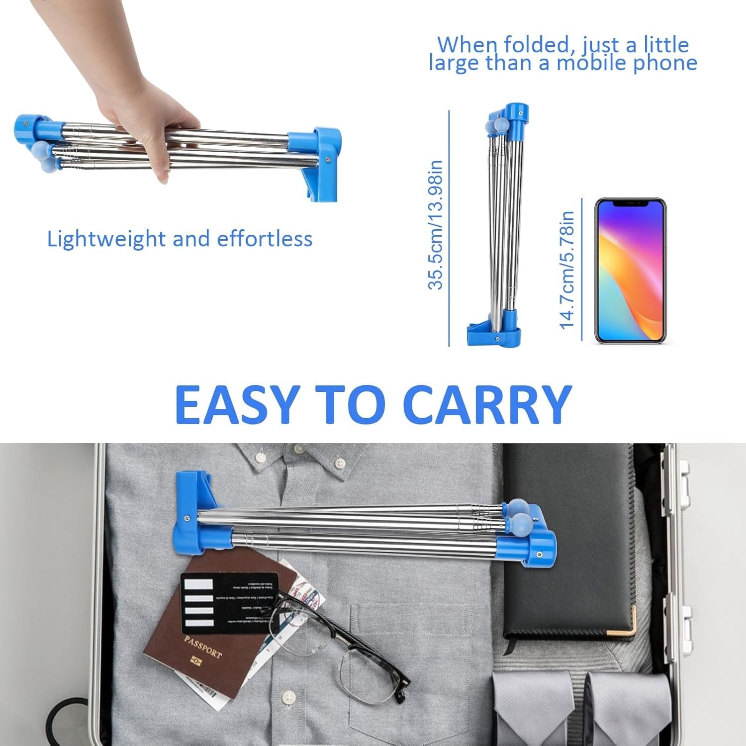 Portable Clothes Drying Rack Folding Travel Laundry Rail Compact Lightweight