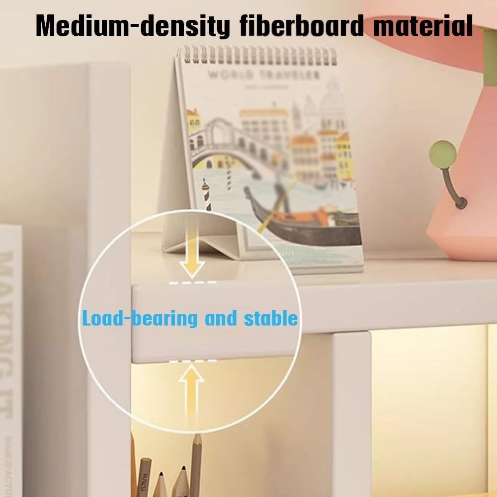 Adjustable Dorm Desk Hutch Organizer | Brown Double-H Desktop Shelf 70cm