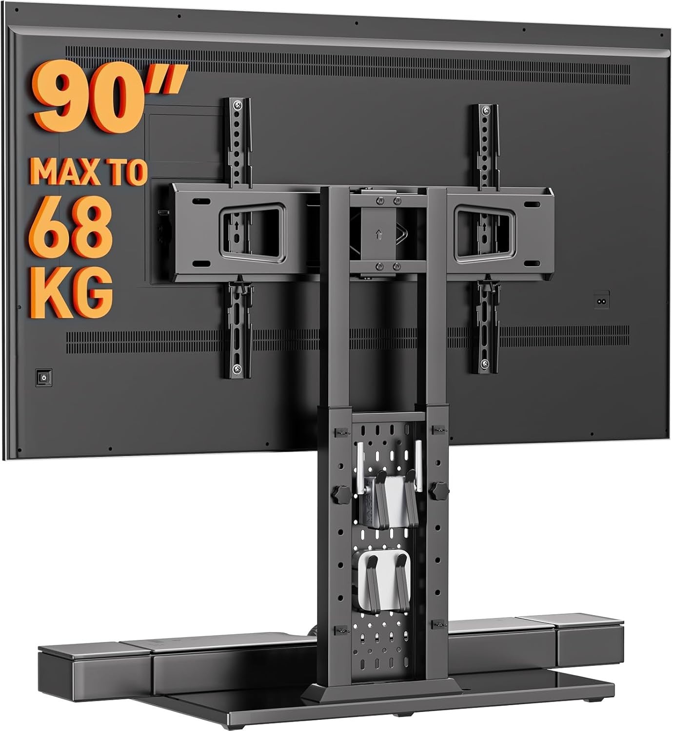 TV Stand 42-90" Tabletop Swivel Mount VESA 600x400 Glass Base 68kg Max