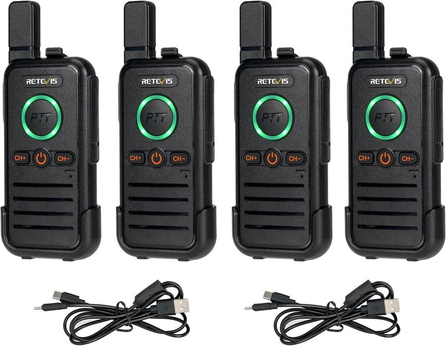 PMR446 Walkie Talkies Rechargeable USB-C VOX Dual PTT 4 Pack Radio