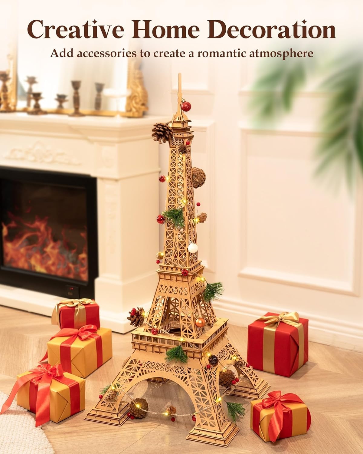 3D Wooden Eiffel Tower Puzzle Model Kit - Large DIY Decorative Build