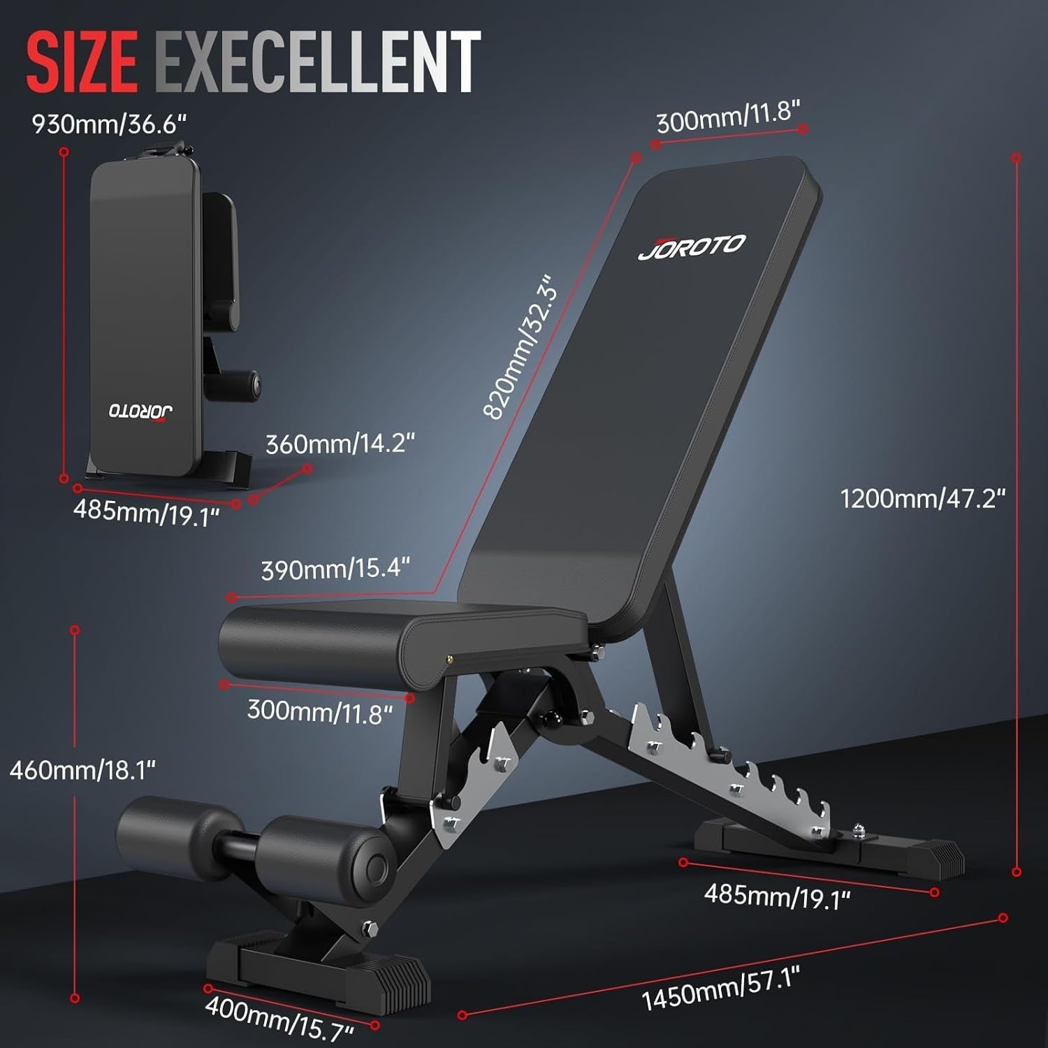 Heavy Duty Adjustable Workout Bench 800lb Capacity Foldable Home Gym