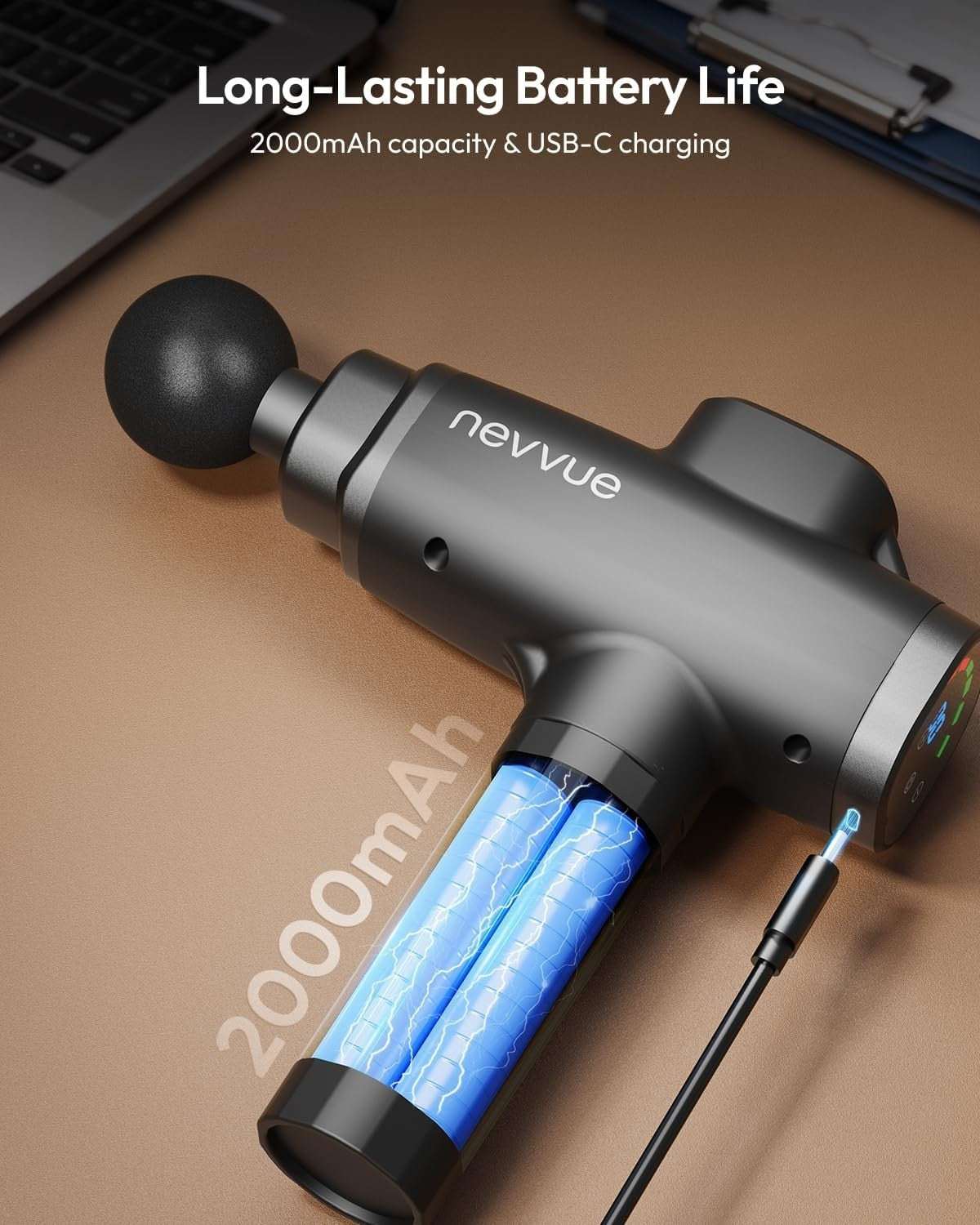 Massage Gun Deep Tissue Percussion 30 Speeds LED Display 6 Heads Portable