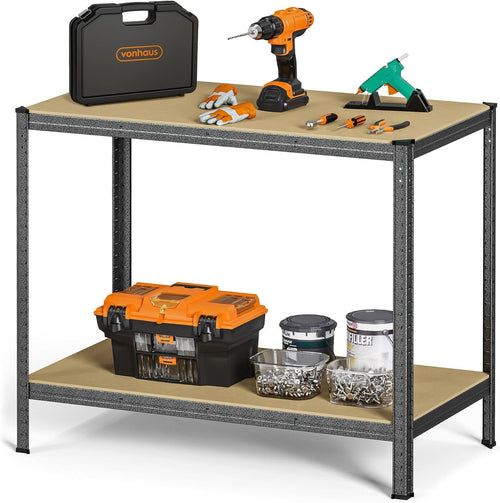 Heavy Duty Garage Workbench 600kg Metal Boltless Adjustable Shelves 110cm Wide