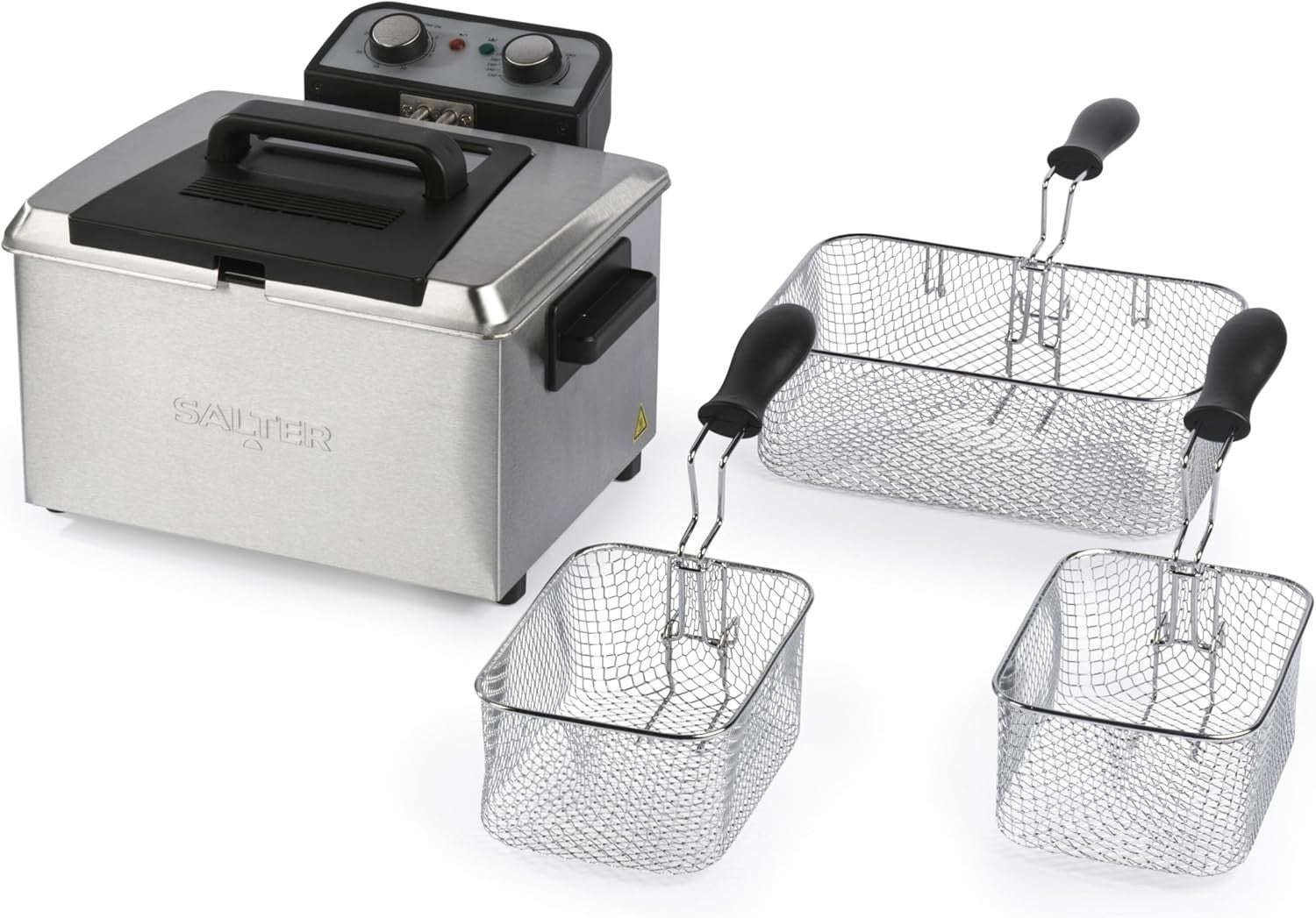 5L Deep Fat Fryer 3000W Dual Baskets Timer Adjustable Temp Viewing Window