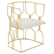Gold Metal Accent Chair with Natural Fabric Seat Modern Open Frame