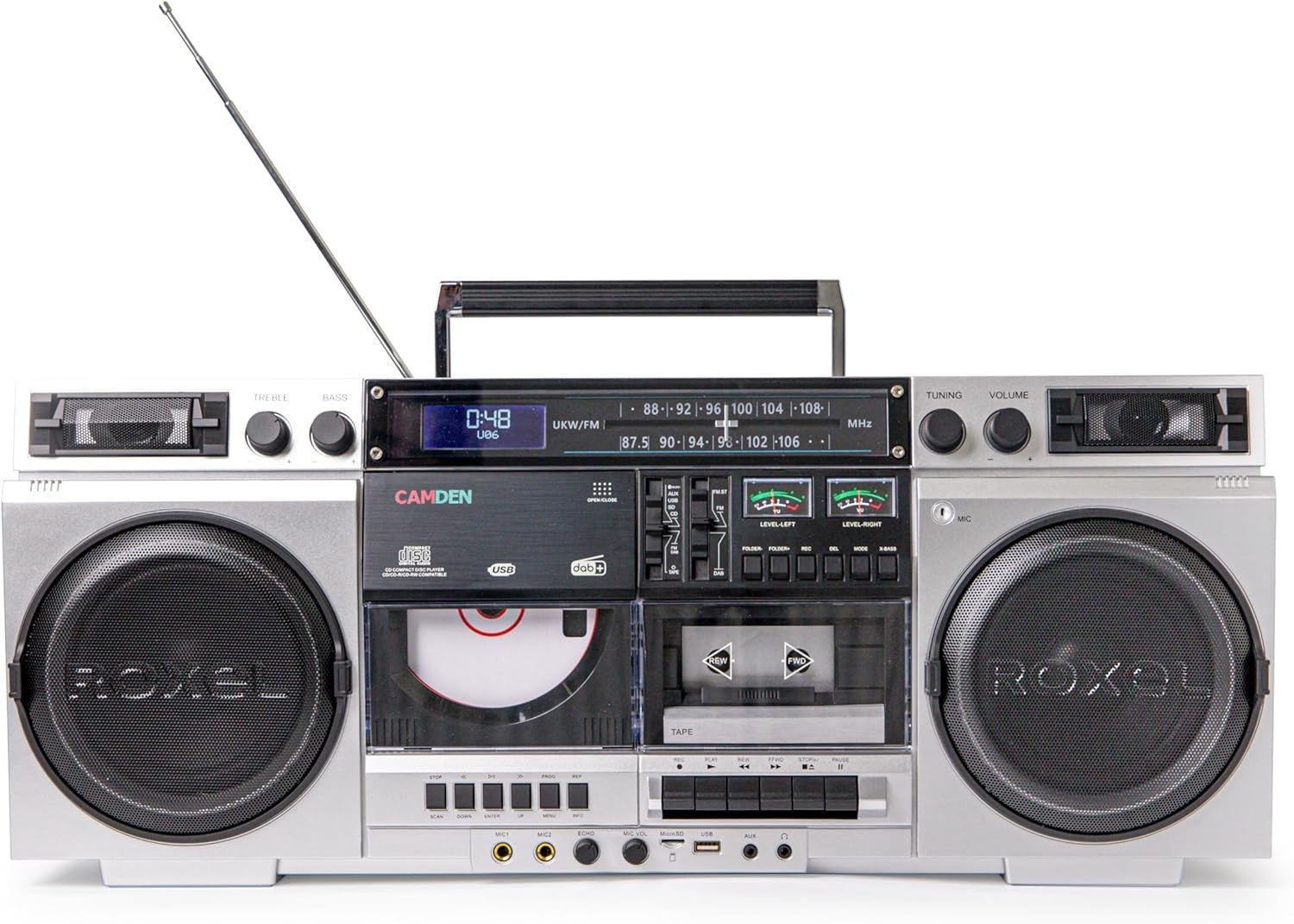 Retro Boombox Cassette CD Player with DAB/FM Radio, Bluetooth & USB