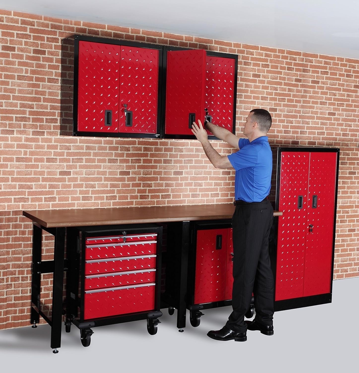 Heavy Duty Steel Garage Wall Cabinet with Lock, Adjustable, 12D x 30.2W x 30.1H